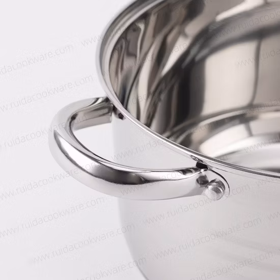 Cacerola de acero inoxidable de 16 cm/18 cm/20 cm con tapa de cristal en forma de G de alta calidad